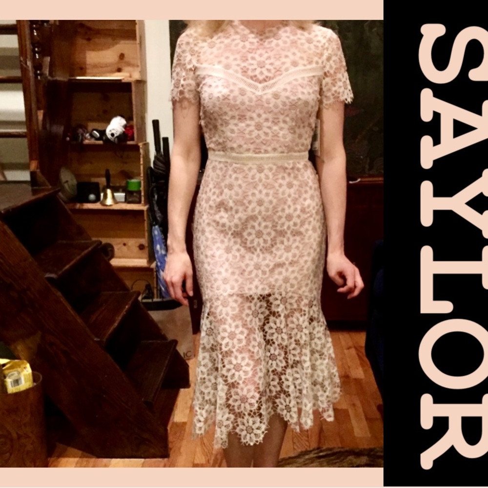 Saylor Ivory Backless Lace Dress ~ Sz S - Picture 12 of 12